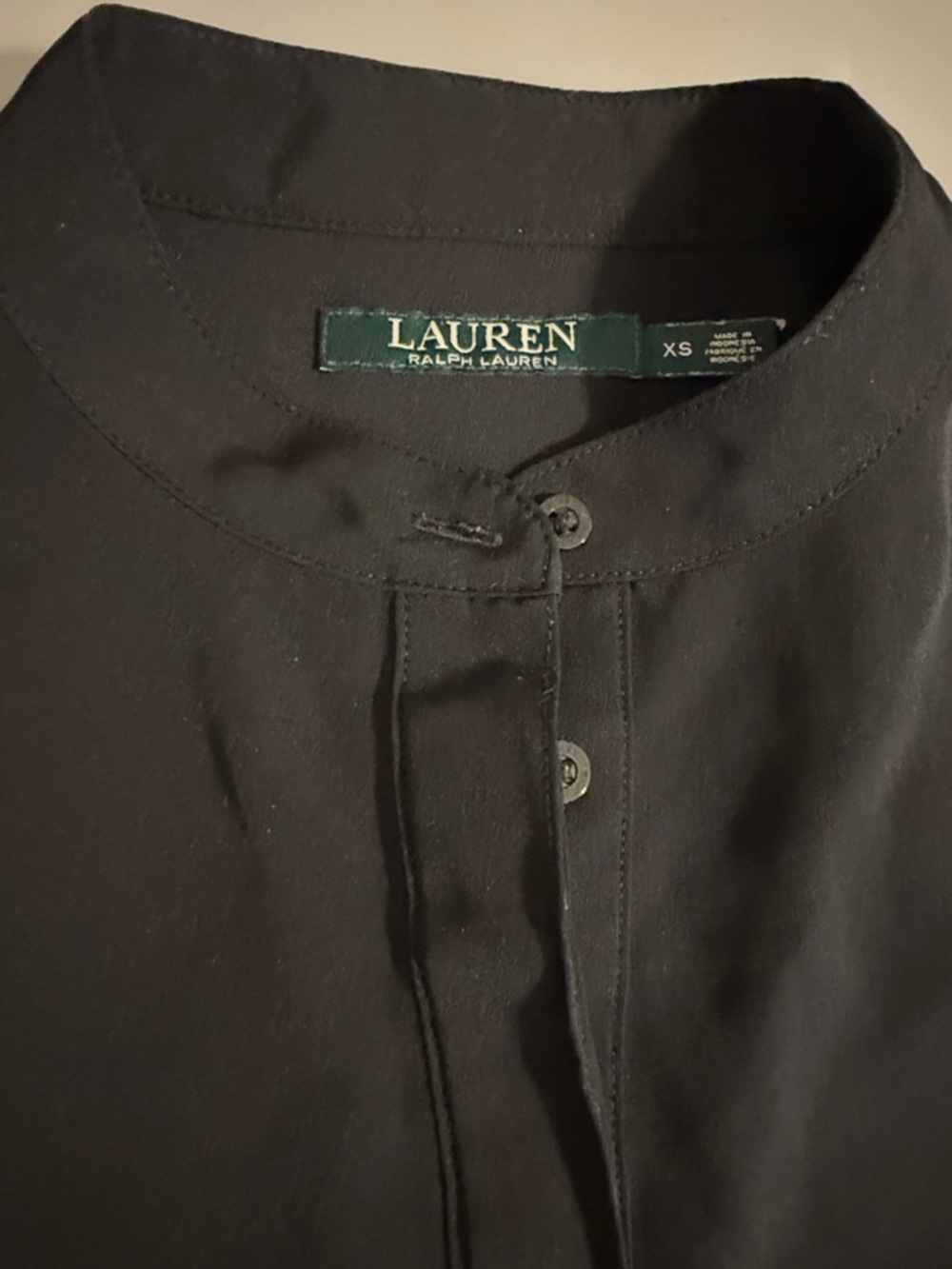 Lauren Ralph Lauren Black Round-Neck Button Placket Top
